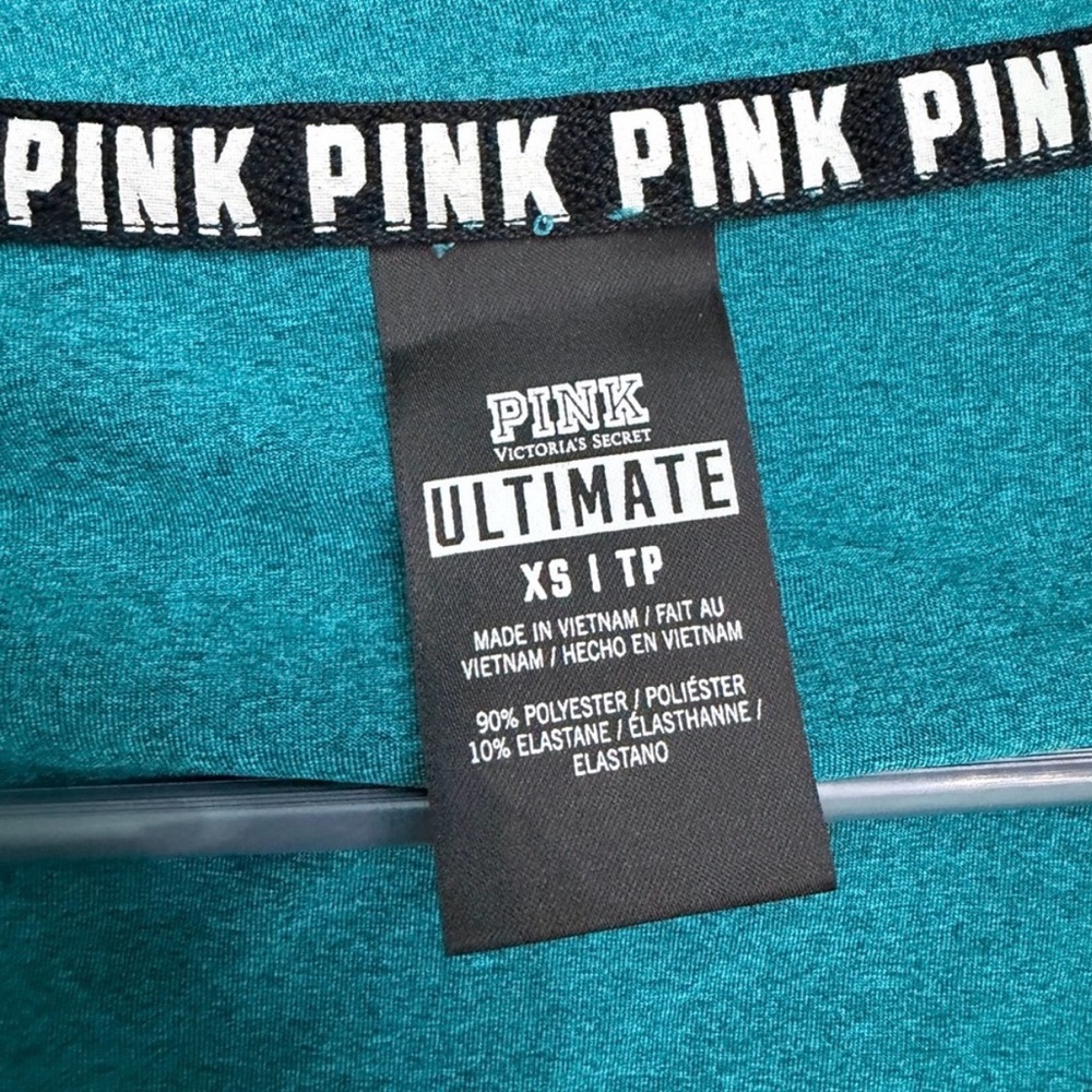 Set of 2 PINK Victoria's Secret Tops Teal Quarter Zip and Pink Sweatshirt - Picture 6 of 9